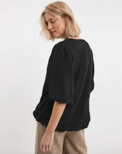 Short Bubble Sleeve Top