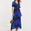 Short Sleeve Pleated Mesh Dress