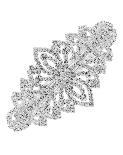 Silver Crystal Ornate Hair Clip