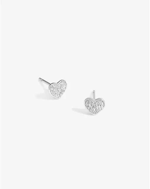 Simply Silver 925 Pave Heart Studs