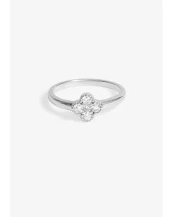 Simply Silver Pave Clover Ring