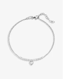 Simply Silver Sterling Silver 925 Cubic Zirconia Mini Tennis Heart Bracelet