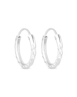 Simply Silver Sterling Silver 925 Silver Mini Diamond Cut Hoop Earrings