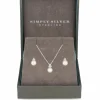 Simply Silver Sterling Silver 925 Freshwater Pearl Set - Gift Boxed