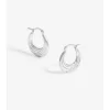 Simply Silver Sterling Silver 925 Polished Ribbed flat Hoop Earrings