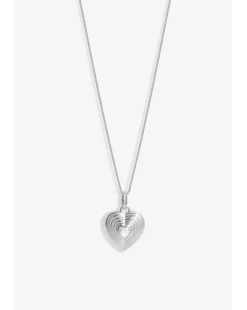Simply Silver Sterling Silver 925 Ridged Cubic Zirconia Heart Pendant