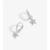 Simply Silver Sterling Silver 925 Pave Star Huggie Hoop Earrings