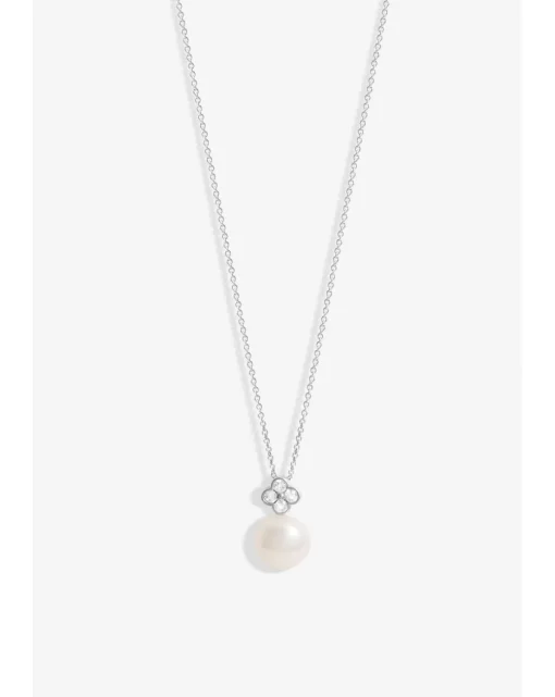 Simply Silver Sterling Silver 925 Clover And Pearl Pendant