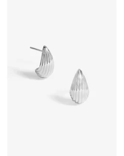 Simply Silver Sterling Silver 925 Polished Ridged Dome Hoop Earrings