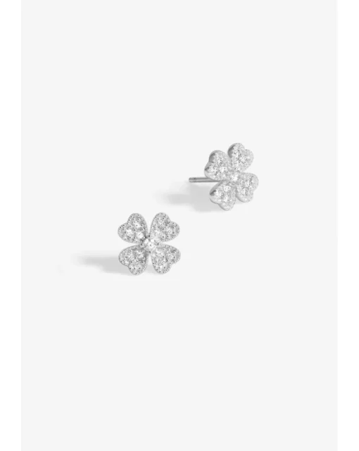 Simply Silver Sterling Silver 925 Cubic Zirconia Clover Large stud Earrings