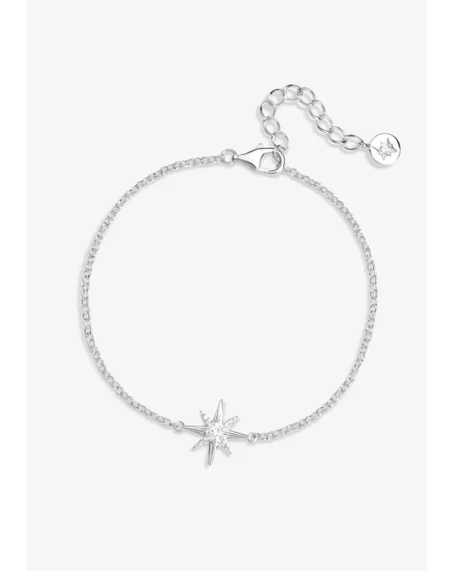 Simply Silver Sterling Silver 925 Cubic Zirconia Star Toggle Bracelet