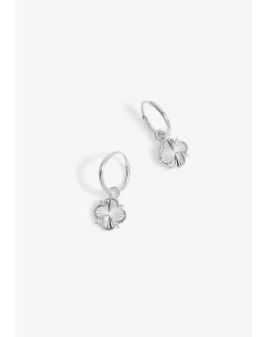 Simply Silver Sterling Silver 925 Diamond Cut Clover Huggie Hoop Earrings