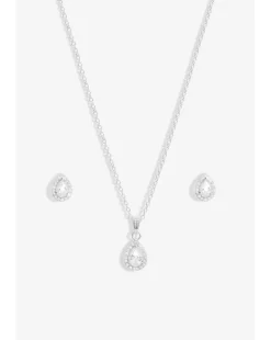 Simply Silver Sterling Silver 925 Cubic Zirconia Halo Teardrop Set - Gift Boxed