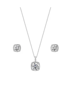 Simply Silver Sterling Silver 925 Square Matching Jewellery Set - Gift Boxed