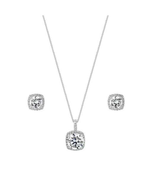 Simply Silver Sterling Silver 925 Square Matching Jewellery Set - Gift Boxed