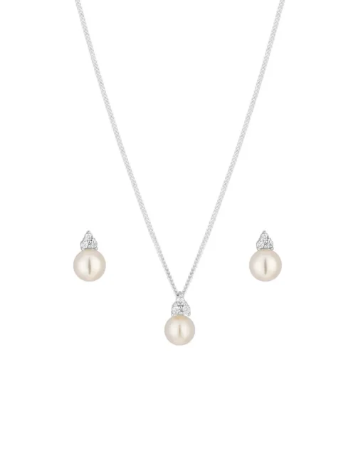 Simply Silver Sterling Silver 925 Freshwater Pearl Set - Gift Boxed