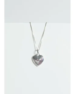 Simply Silver Sterling Silver 925 Ridged Cubic Zirconia Heart Pendant