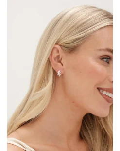 Simply Silver Sterling Silver 925 Cubic Zirconia Leaf Stud Earrings