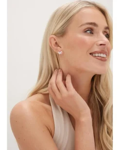 Simply Silver Sterling Silver 925 Polished and Pave Butterfly Stud Earrings