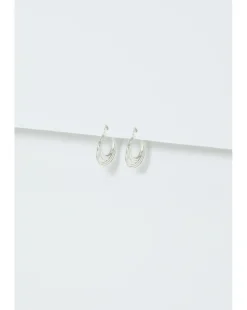 Simply Silver Sterling Silver 925 Polished Ribbed flat Hoop Earrings