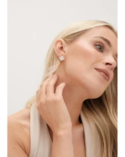 Simply Silver Sterling Silver 925 Cubic Zirconia Clover Large stud Earrings