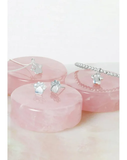 Simply Silver Sterling Silver 925 Paw Print Stud Earrings