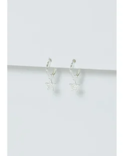 Simply Silver Sterling Silver 925 Pave Star Huggie Hoop Earrings