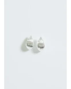 Simply Silver Sterling Silver 925 Polished Ridged Dome Hoop Earrings