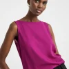 Slash Neck Linen Mix Shell Top