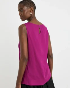 Slash Neck Linen Mix Shell Top