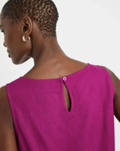 Slash Neck Linen Mix Shell Top