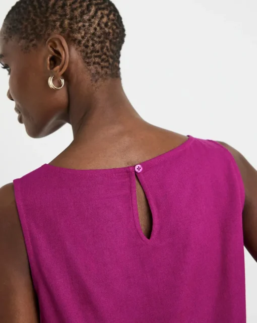 Slash Neck Linen Mix Shell Top