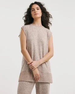 Sleeveless Crew Neck Cosy Longline Vest