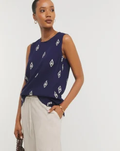 Sleeveless Linen Mix Shell Top