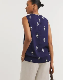 Sleeveless Linen Mix Shell Top