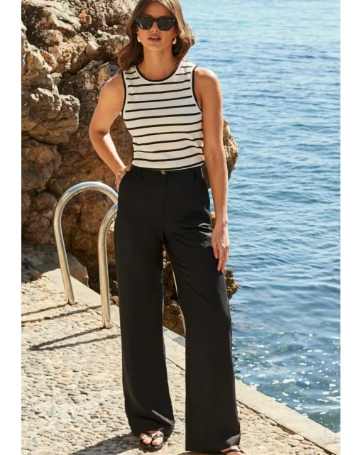 Sosandar Linen Wide Leg Trouser