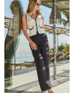 Sosandar Linen Wide Leg Trouser