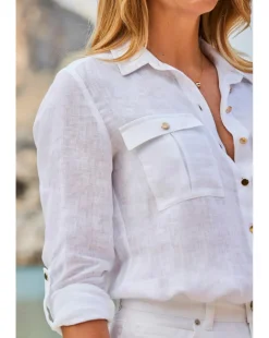 Sosandar Pocket Detail Linen Utility Shirt
