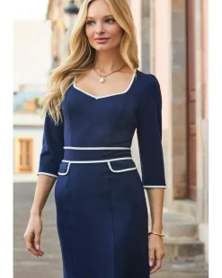 Sosandar Sweetheart Neck Pointe Peplum Midi Dress