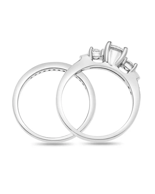 Sterling Silver Cubic Zirconia Two Piece Bridal Ring Set