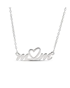 Sterling Silver Mum Necklet with central Heart