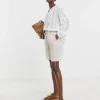 Stone Linen Mix Knee Length Shorts