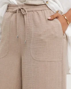 Stone Textured Pull On Wide Leg Trouser
