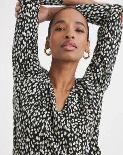 Striped Animal Print Slouch 3/4 Sleeve Longline Top