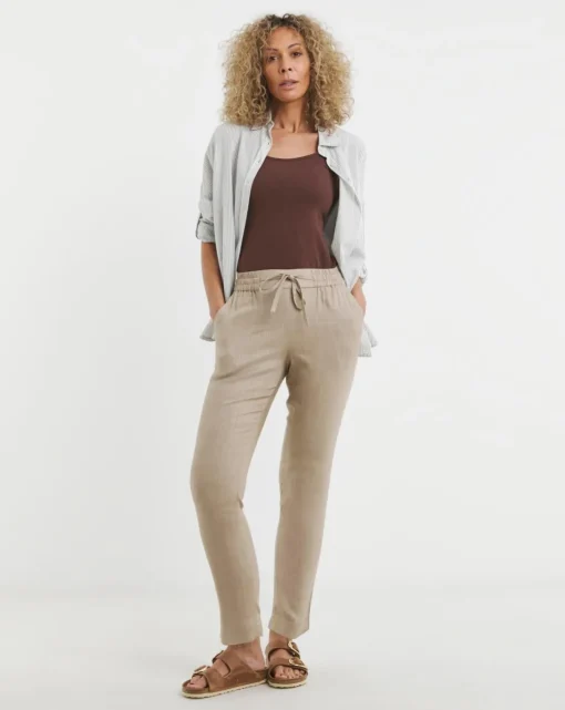 Truffle Linen Mix Tapered Trousers