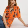 Twist Front Top Angel Sleeve Top