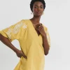 V Neck Embriodered Sleeve Top