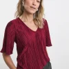 V Neck Longline Plisse Top