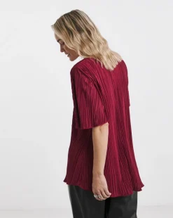 V Neck Longline Plisse Top
