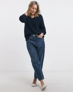 V Neck Open Stitch Jumper